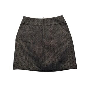 LOFT Womens Metallic Gold Geometric Jacquard Mini Skirt Black Size 2 NWT